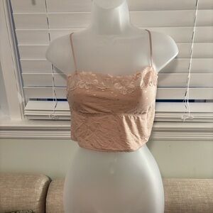 Blush Pink Lace Trim Cropped Cami
